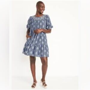 Old Navy Blue Floral Women's Dress. Size-Medium